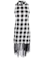 Sheer Checkered Print  Dress