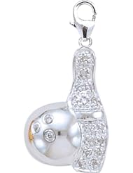 14K Diamond Bowling Ball and Pin Charm- White Gold