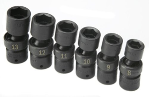SK Hand Tools 32352 6-Piece 1/4-Inch Drive 6 Point Swivel Metric High Visibility Impact Socket Set