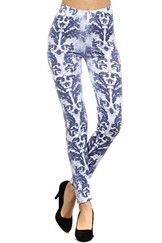Women Fashion Leggings- Stretchy and Comfortable (Vintage Damask)