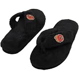 NHL Calgary Flames Ladies Black Pillow Plush Thong Slippers (7/8)