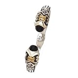 14K Yellow Gold and Sterling Silver with Onyx and Amethyst Cuff