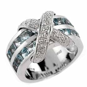 Sterling Silver Genuine Blue Topaz Two Tier X Ring by SilverSpeck.com