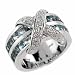 Sterling Silver Genuine Blue Topaz Two Tier X Ring