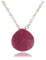 14k Faceted Dyed Red Aventurine Heart Pendant Necklace, 16"