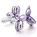 Men's 2 PCS Rhodium Plated Enamel Cufflinks Silver Purple Poodle Shirt Wedding