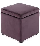 Avenue Six Purple Microfiber Fabric Storage Ottoman with Wood Serving Tray DTR817P