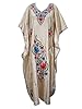 Womens Silk Kaftan Kashmiri Ivory Embroidered Caftan Kimono Dress Gift for Mother