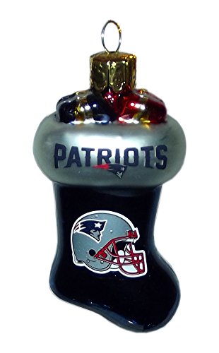 NFL New England Patriots Blown Glass Stocking Ornament