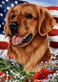 Golden Retriever Red Dog - Tamara Burnett Patriotic I Garden Dog Breed Flag 28'' x 40''