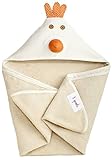 3 Sprouts Hooded Towel, Chicken, Cream