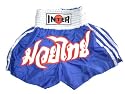 Muay Thai Shorts - Blue with White Letters & White Waist Band