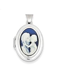 Sterling Silver 21mm Agate Cameo 2-Frame Oval Locket. Metal Wt- 1.51g
