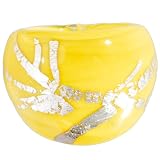 Handmade Yellow Silver Graffiti Glass Ring