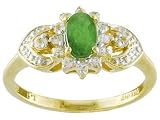 18KT OVER STERLING SILVER .45CT EMERALD WITH .56CTW WHITE TOPAZ RING