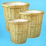 3PC Set Natural Willow Planter Pot Basket Box w/ Lining