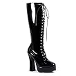 Pleaser Boots Women's ELECTRA-2020, 5" Lace-Up Knee Boots, Available in 10 Colors