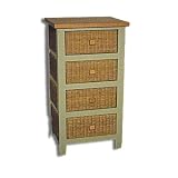 Reformation Storage End Table Rattan Chest of 4 Basket Drawers Clay