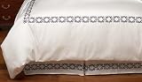 White and Steel Blue Hotel Spa Embroidery Collection Bed Skirt - King Size