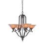 Royce Lighting RC2250/4-24 Manchester Hall Four-Light Chandelier Palladio Bronze with Amber Etched Globes