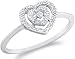 10k White or Yellow Gold Heart Love Shape Center Pave Setting Round Cut Ladies Diamond Engagement Cocktail Ring Band 9mm (.04 cttw)