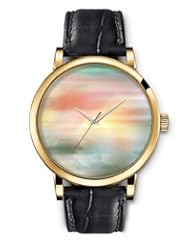 SPRAWL Aanalog Fashion Series Gold Ladies Watches of Genuine Black Leather Strap,Unique Wrist Watch for Women Girls Designed with Blurred Landscape