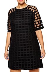 A-line Polyester/Spandex Above the Knee Short Elbow Length Sleeves Plaid Print  Dress