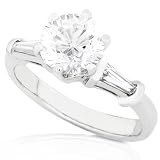 One of a Kind 1-7/8ctw Certifed Round & Baguette Diamond Engagement Ring in Platinum