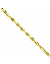Genuine 14K Yellow Gold 7.5Mm Polished Fancy Link Bracelet 8.25 Inches 100% Satisfaction Guaranteed.