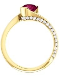 14K Yellow Gold 6.00mm Round Cut Rhodolite Garnet and Diamond Ring -- LIFETIME WARRANTY