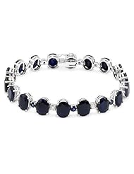 14K White Gold 37.05 CTW Sapphire and 0.87 CTW Color G-H I1-I2 Diamond Women Bracelet. Length 7 in. Total Item weight 20.0 g.