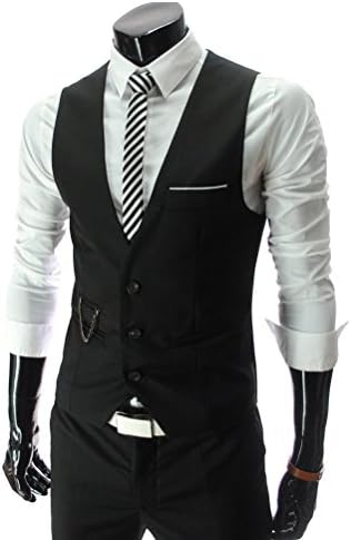 iRachel Mens Sleeveless Top Designed Casual Slim Fit Skinny Dress Vest Waistcoat