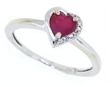 4141syjTogL. SL160  0.62Ct Heart Ruby and Diamond Ring in 10Kt White Gold