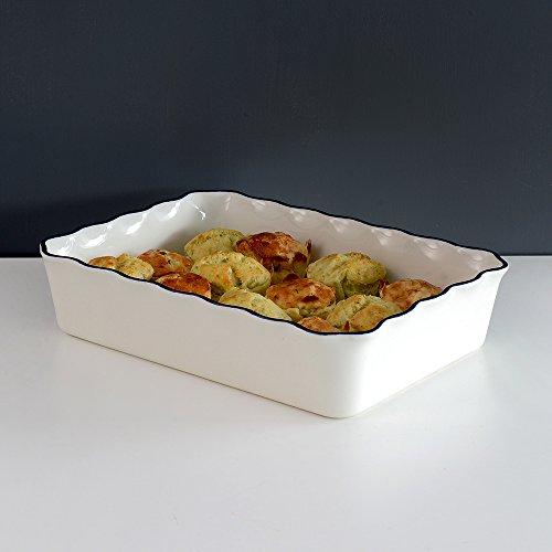Best Price ProCook Oven To Table Dish 26.5cm Rectangular Navy and White