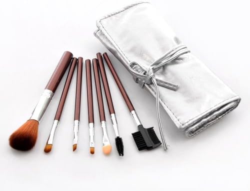 New Arrival Stylish 7pcs Super Professional Cosmetic Makeup Brushes Set Kit Fashion Handle Makeup Brushes Tools with Bag Pouch Case Girlfriend Birthday Gift Idea (7pcs Brown)
