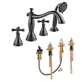 Delta KRTDCA-DH-T4797H695-RB Cassidy Roman Tub Filler Kit Deck-Mount with Metal Cross Handles, Venet