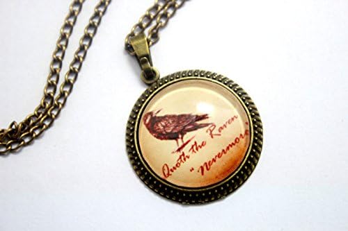 Pretty Lee 2015 Fashion Edgar Allan Poe Raven 'Nevermore' Gothic Vintage Halloween Necklace Glass Cabochon Necklace Christmas gift