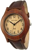 Tense Unisex Round SandalWood w/ Leather Band Watch G8003S