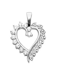 14K White Gold Diamond Heart Pendant - 0.60 Ct. -- LIFETIME WARRANTY