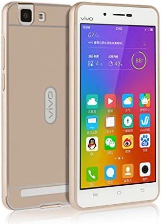 Vivo X5 Max Case, Vistore stylish Ultra Thin Lightweight Durable Shockproof CNC Aluminum Metal Bumper Frame Case with Hard PC Back Cover(Champagne)