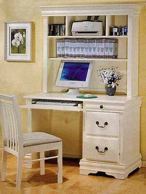 Louis Philippe Antique White Desk With Hutch