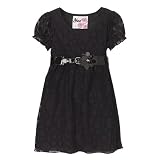  : Girls' YES Short-Sleeve Lace Dress - Black