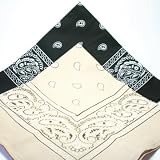 2 x Cotton Bandana Black and Khaki beige paisley print