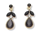 Gold Plated Black & Clear Crystal Earrings