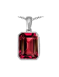 Original Star K (tm) Emerald Cut 10x8mm Created Ruby Pendant in .925 Sterling Silver