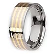 14k Gold Inlaid Flat Polished Titanium Ring (8.0 mm) With Wood Box - Sizes 6-13
