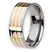 14k Gold Inlaid Flat Polished Titanium Ring (8.0 mm) With Wood Box - Sizes 6-13
