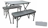 Stylish Camping TA-8116 Folding Aluminum Roll-up Table with 2 Benches
