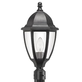 Adjusta-Post Everstone One-Light Outdoor Post Top Lantern, Black with Clear Acrylic Beveled Lens #S11TC-BK