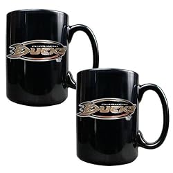 Anaheim Ducks NHL 2pc Black Ceramic Mug Set - Primary Logo by Great American Products